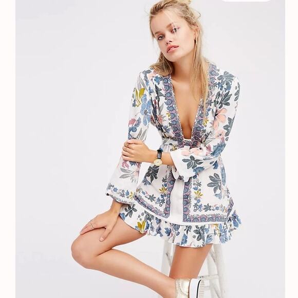 Free‎ People Violet Hill printed white tunic - Picture 1 of 11